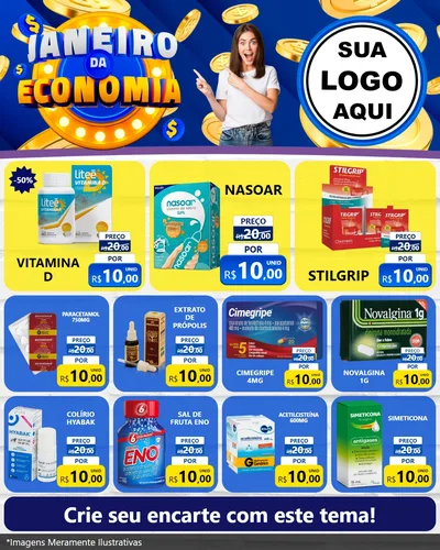 Modelo de Rede Social para Feed Instagram com o tema Janeiro da Economia para Farmácia