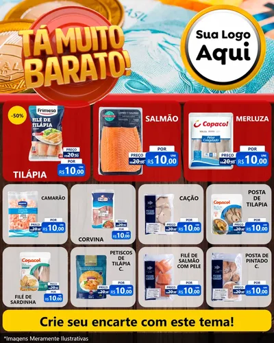 Modelo de Rede Social para Feed Instagram com o tema Está Muito Barato para Peixaria