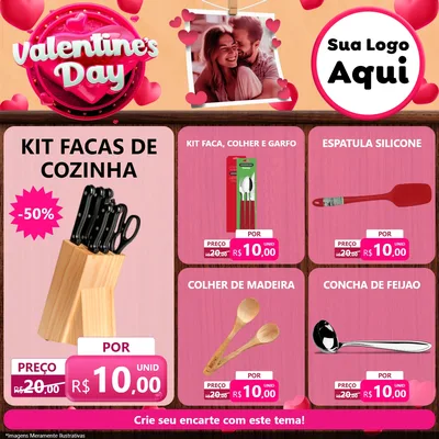 Modelo de Rede Social para Feed Facebook com o tema Valentine's Day para Utilidades Domésticas
