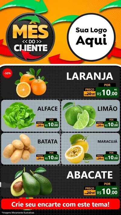 Modelo de TV para TV Vertical com o tema Mês do Cliente para Hortifrúti