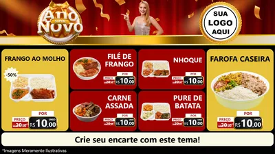 Modelo de TV para TV Horizontal com o tema Super Ano Novo para Restaurante