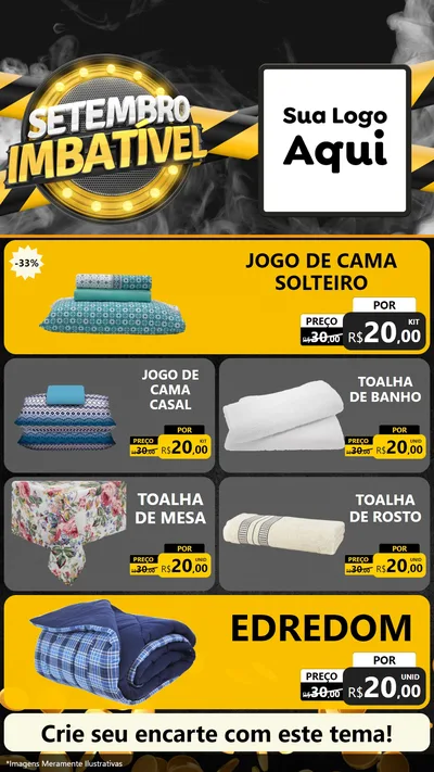 Modelo de TV para TV Vertical com o tema Setembro Imbatível para Cama, Mesa e Banho