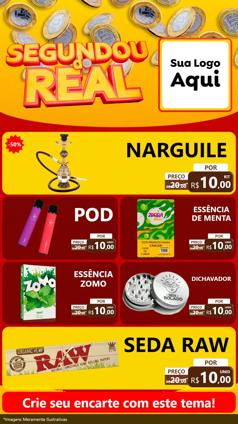 Modelo de TV para TV Vertical com o tema Segundou do Real para Tabacaria