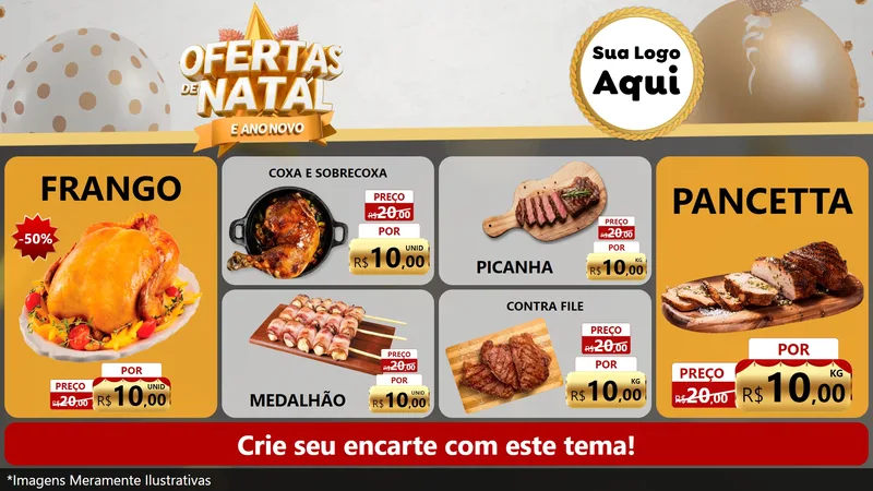 Modelo de TV para TV Horizontal com o tema Ofertas De Natal E Ano Novo para Assados