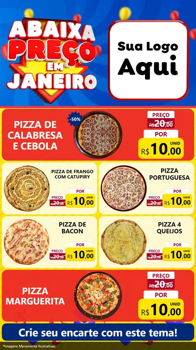 Modelo de TV para TV Vertical com o tema Abaixa Preço em Janeiro para Pizzaria