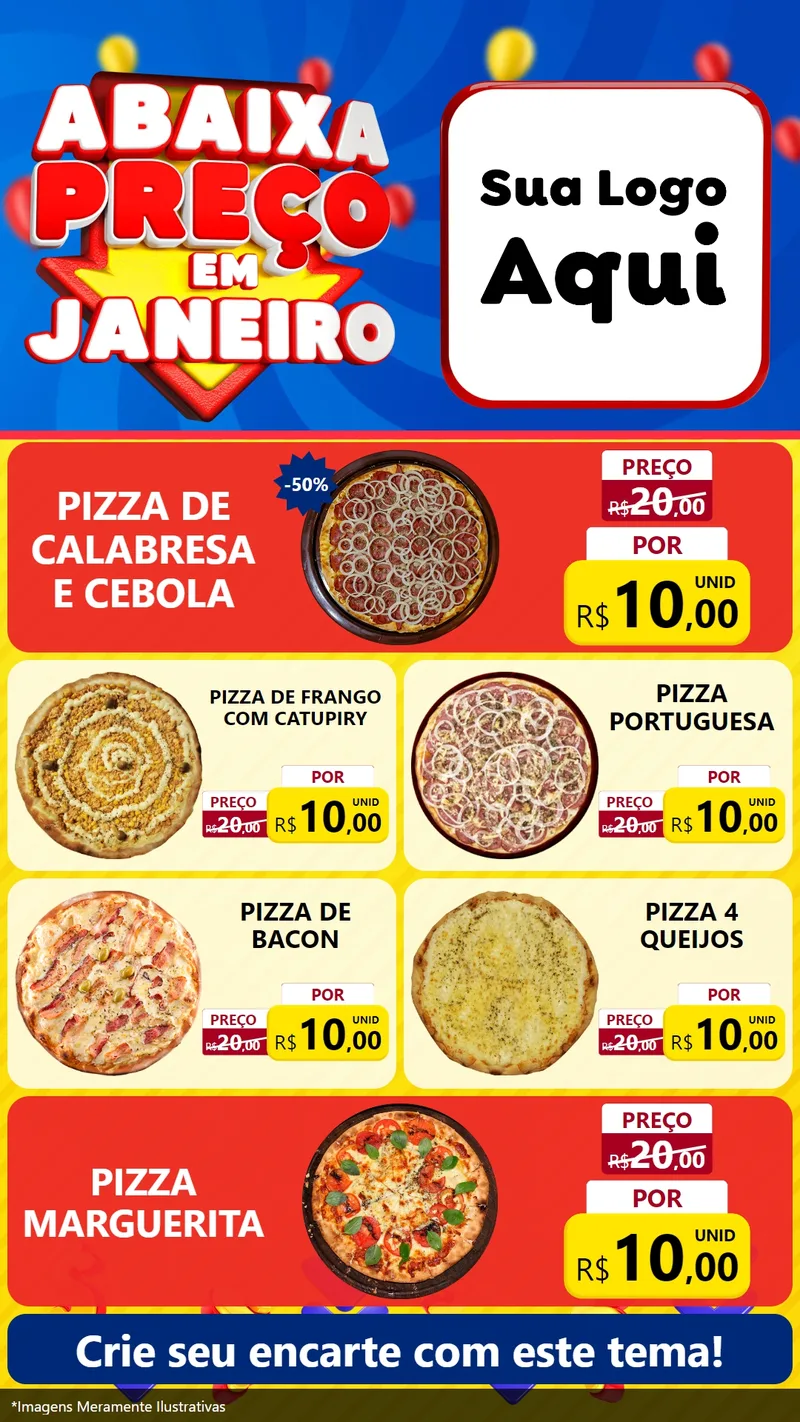 Modelo de TV para TV Vertical com o tema Abaixa Preço em Janeiro para Pizzaria