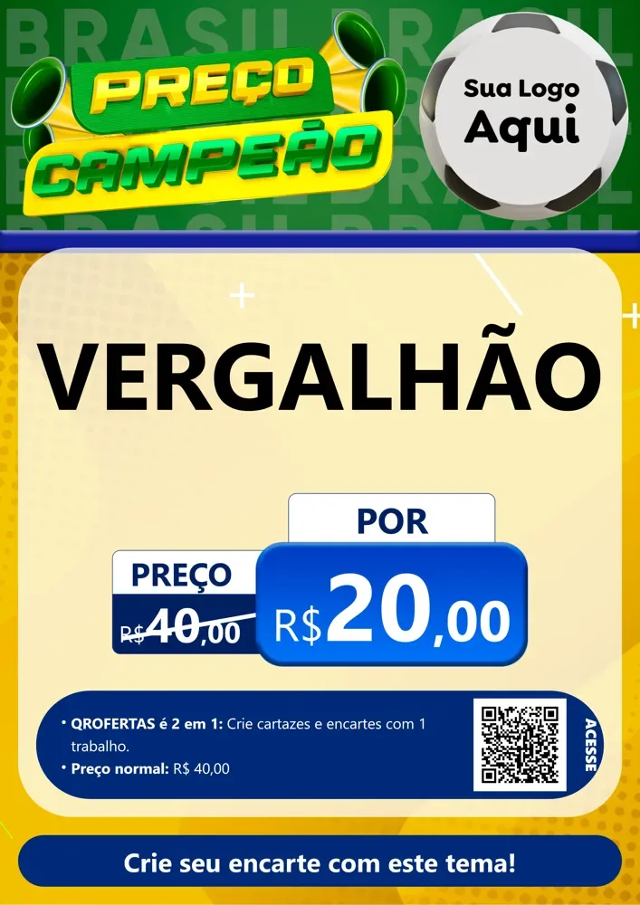 Modelo de Cartaz para Cartaz A4 Vertical com o tema Preço Campeão - Copa para Ferragens