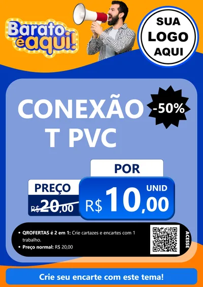 Modelo de Cartaz para Cartaz A4 Vertical com o tema Barato é aqui para Tubos e conexões