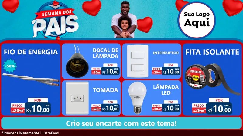 Modelo de TV para TV Horizontal com o tema Semana Dos Pais para Materiais Elétricos