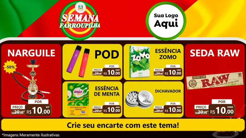 Modelo de TV para TV Horizontal com o tema Semana Farroupilha para Tabacaria