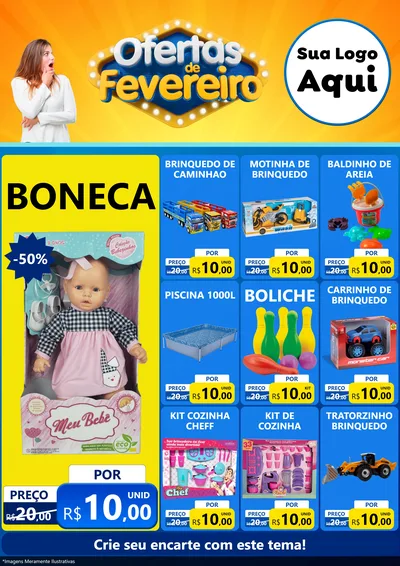 Modelo de Encarte para Encarte A4 Vertical com o tema Ofertas de Fevereiro para Brinquedos