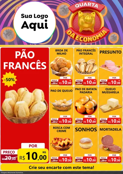 Modelo de Encarte para Encarte A4 Vertical com o tema Quarta da Economia para Padaria