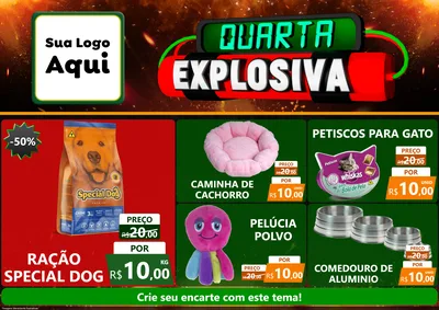 Modelo de Encarte para Encarte A4 Horizontal com o tema Quarta Explosiva para Pet Shop