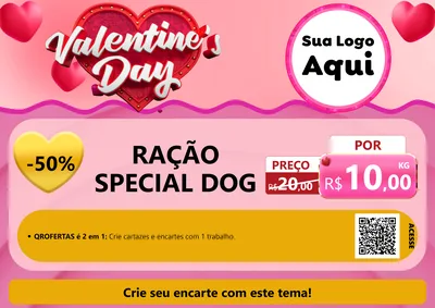 Modelo de Cartaz para Cartaz A4 Horizontal com o tema Valentine's Day para Pet Shop