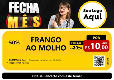 Modelo de Cartaz para Cartaz A4 Horizontal com o tema Fecha Mês para Restaurante