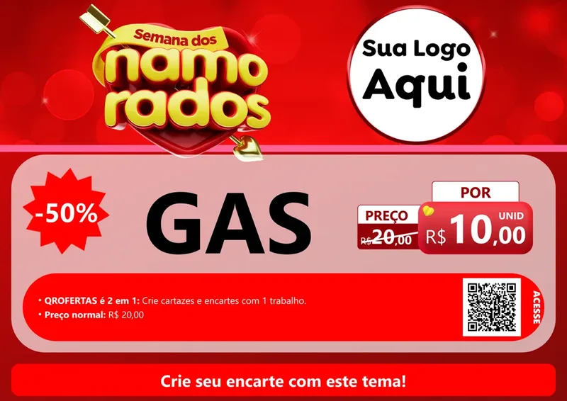 Modelo de Cartaz para Cartaz A4 Horizontal com o tema Semana dos namorados para Água e gás