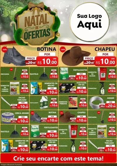 Modelo de Encarte para Encarte A4 Vertical com o tema Ofertas de Natal para Agropecuária