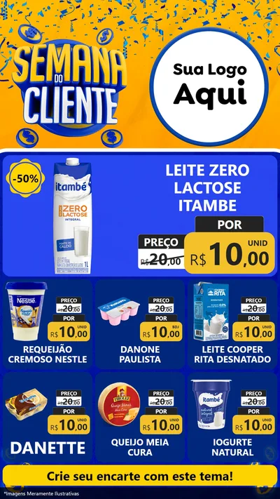 Modelo de Rede Social para Stories com o tema Semana do Cliente para Frios e Laticínios