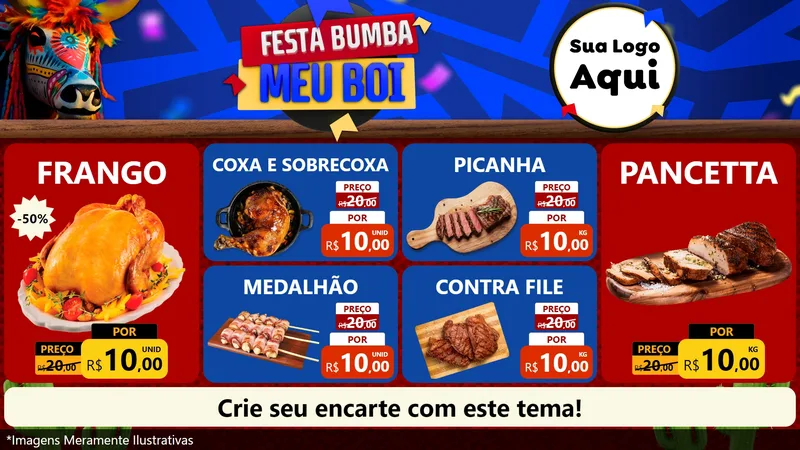 Modelo de TV para TV Horizontal com o tema Festa Bumba meu Boi para Assados