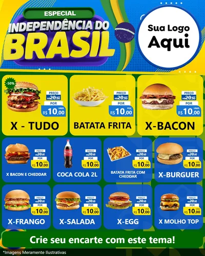 Modelo de Rede Social para Feed Instagram com o tema Especial Independência do Brasil para Hamburgueria