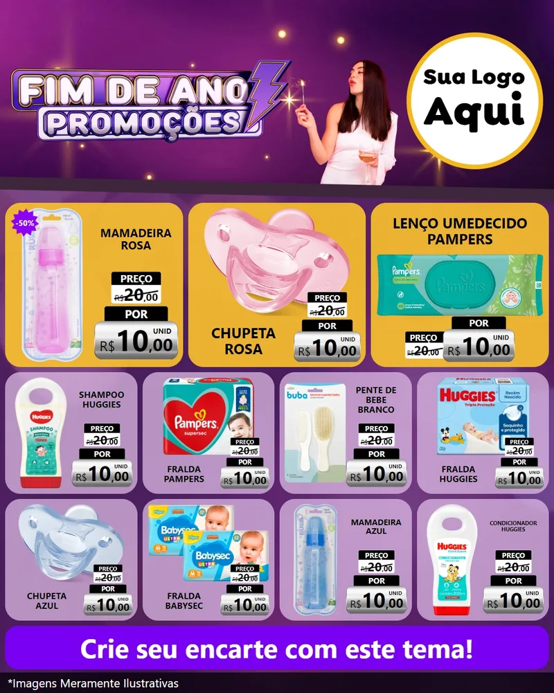 Modelo de Rede Social para Feed Instagram com o tema Fim de Ano Promoções para Bebês