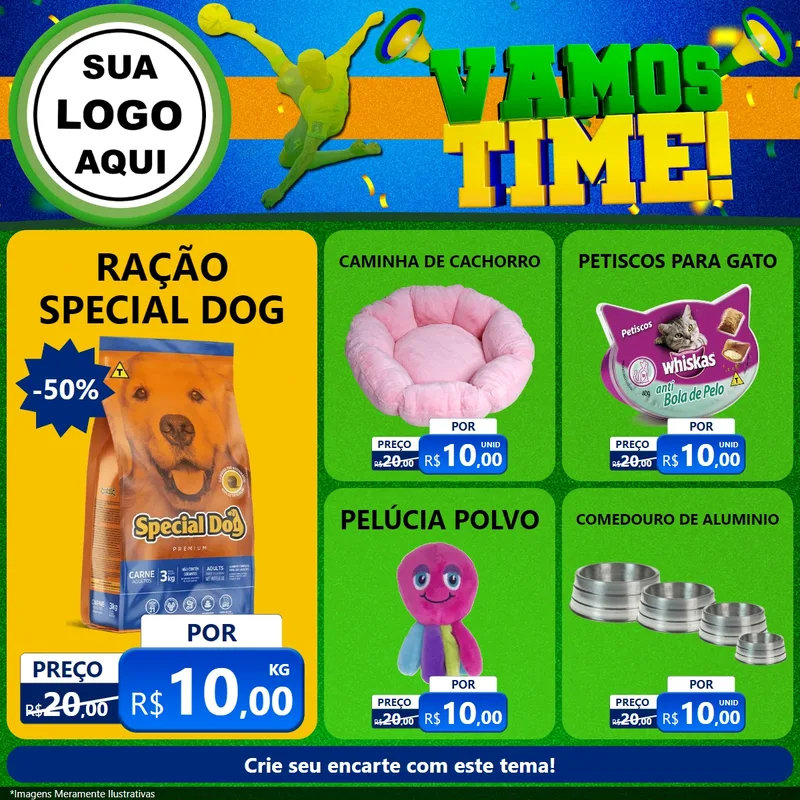 Modelo de Rede Social para Feed Facebook com o tema Vamos Time! para Pet Shop
