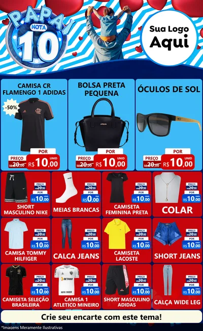 Modelo de Encarte para Encarte Grande com o tema Papai Nota 10 para Roupas e acessórios