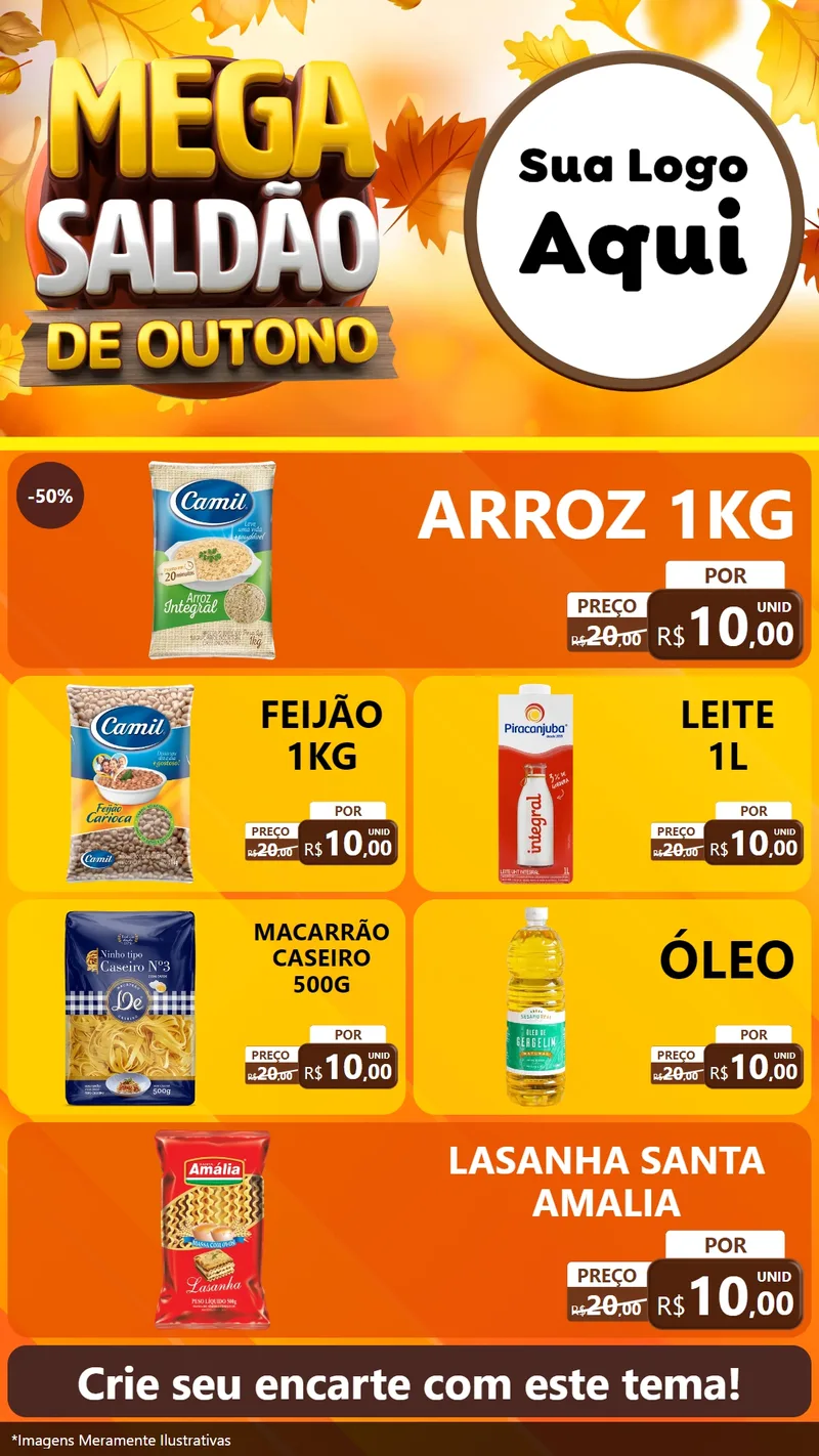 Modelo de TV para TV Vertical com o tema Mega Saldão de Outono para Supermercado
