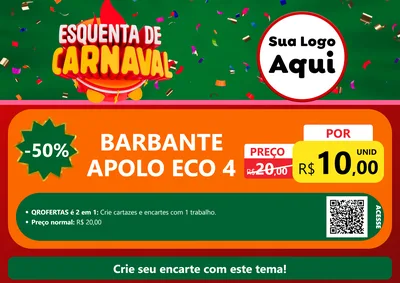 Modelo de Cartaz para Cartaz A4 Horizontal com o tema Esquenta de Carnaval para Armarinho e Aviamentos