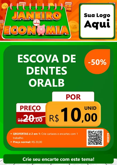 Modelo de Cartaz para Cartaz A4 Vertical com o tema Janeiro da Economia para Higiene Pessoal