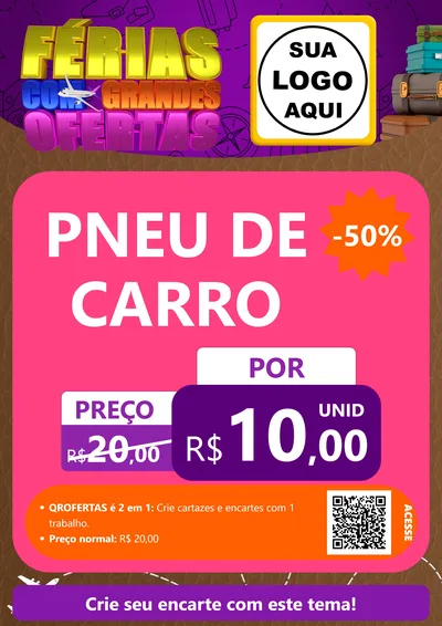 Modelo de Cartaz para Cartaz A4 Vertical com o tema Férias com Grandes Ofertas para Auto peças