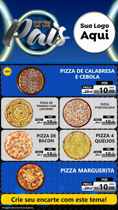 Modelo de TV para TV Vertical com o tema Sorteio Dia Dos Pais para Pizzaria