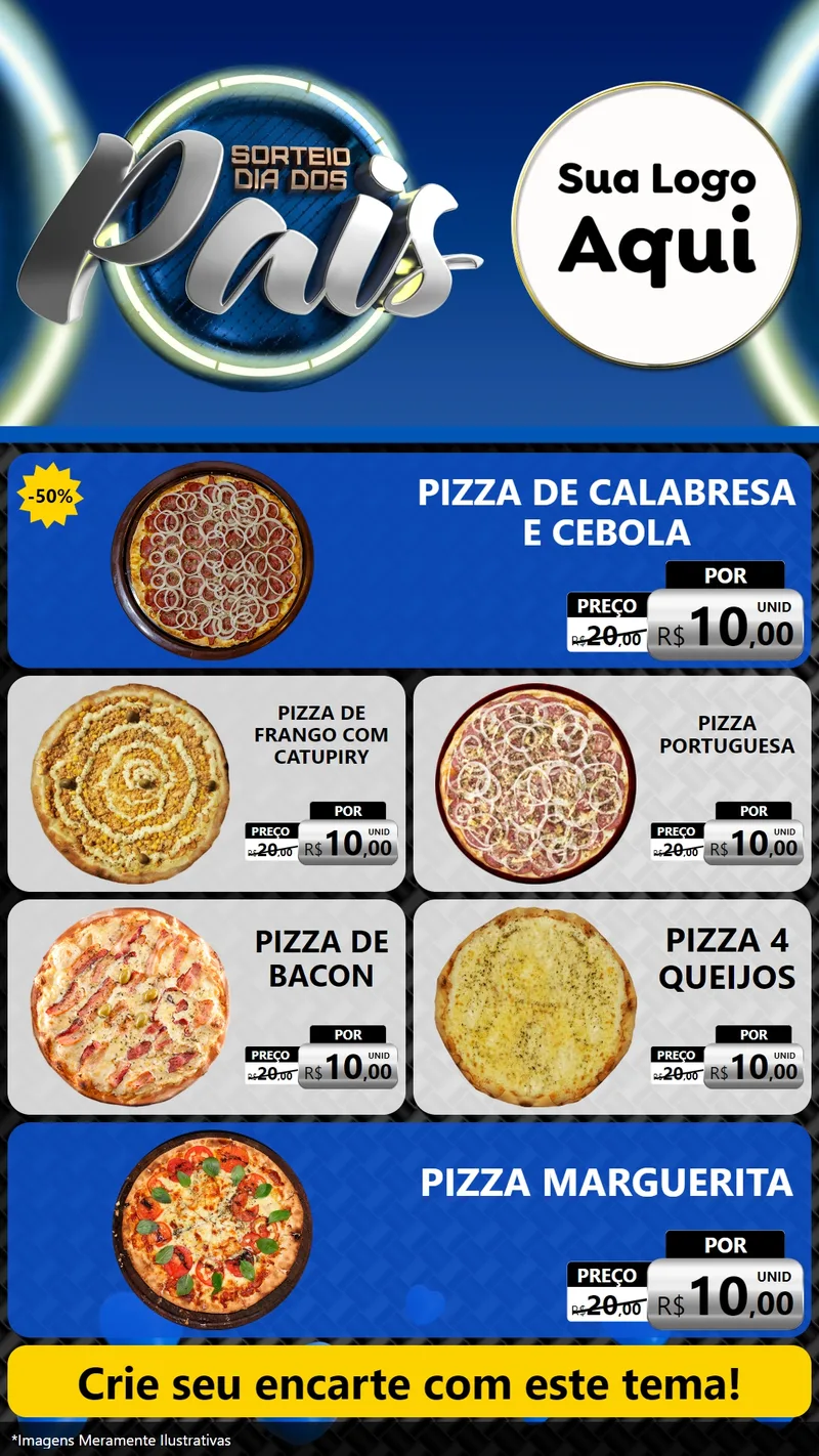 Modelo de TV para TV Vertical com o tema Sorteio Dia Dos Pais para Pizzaria