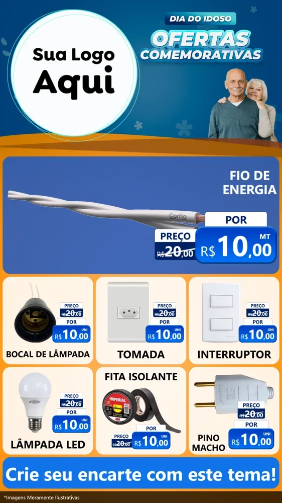 Modelo de Rede Social para Stories com o tema Dia do Idoso para Materiais Elétricos