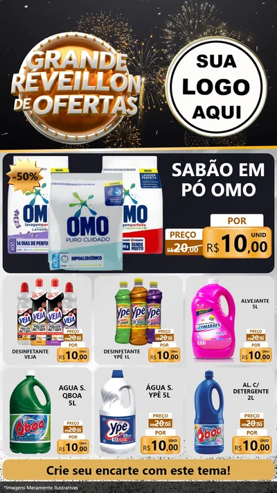 Modelo de Rede Social para Stories com o tema Grande Réveillon de Ofertas para Produtos de Limpeza