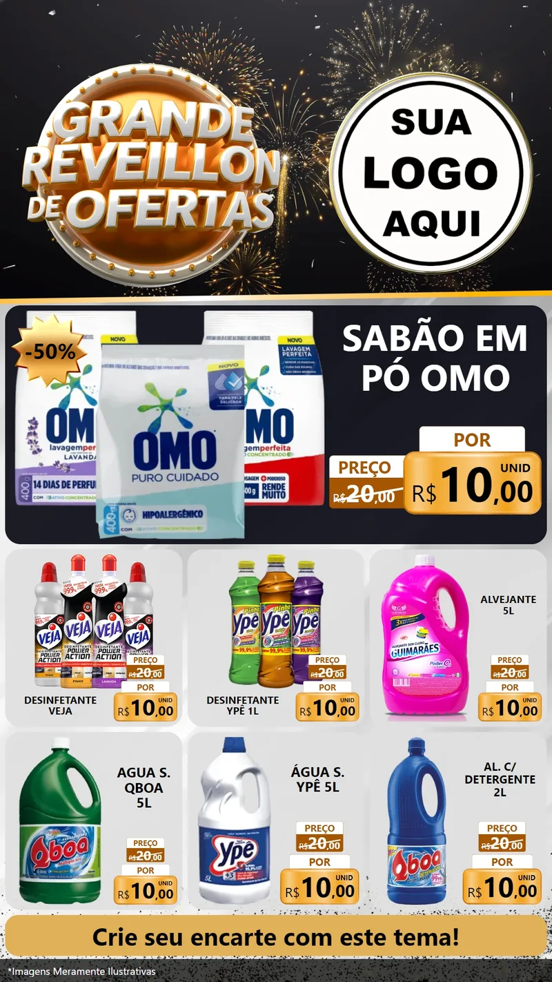 Modelo de Rede Social para Stories com o tema Grande Réveillon de Ofertas para Produtos de Limpeza
