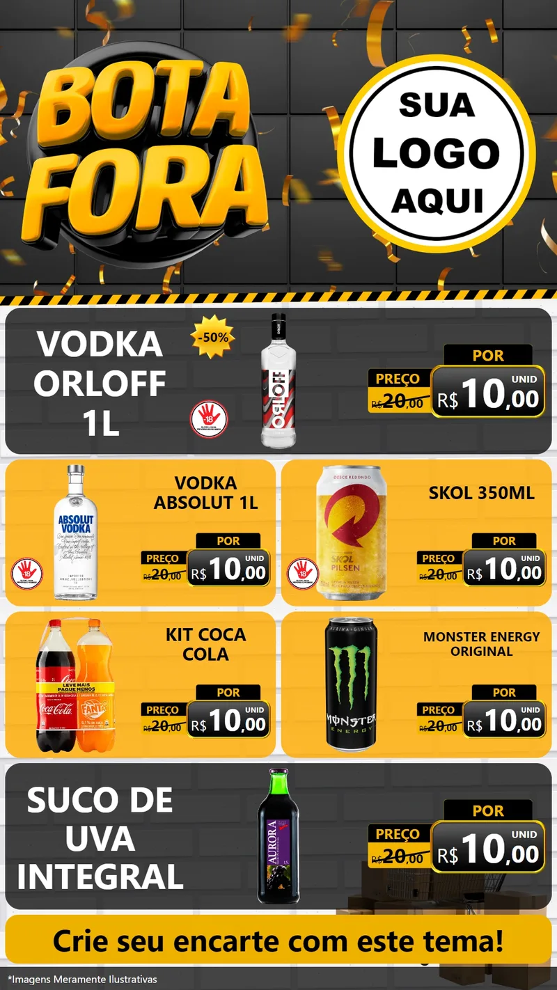Modelo de TV para TV Vertical com o tema Bota Fora para Distribuidora de bebidas