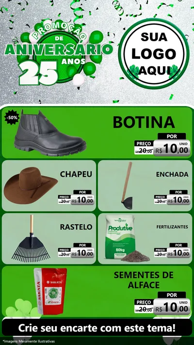 Modelo de TV para TV Vertical com o tema Promoção de Aniversário - 25 Anos para Agropecuária