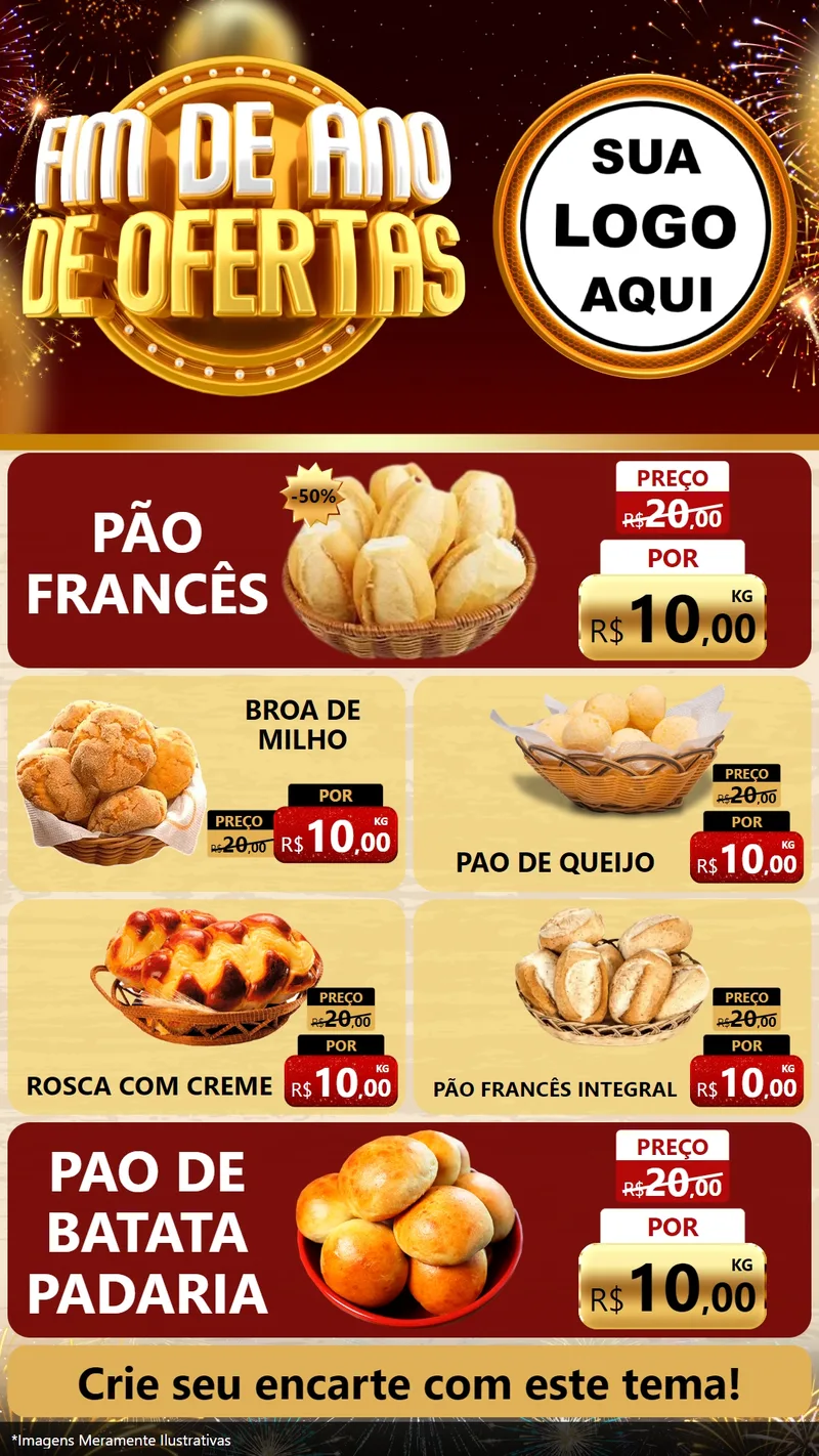 Modelo de TV para TV Vertical com o tema Fim de Ano de Ofertas para Padaria
