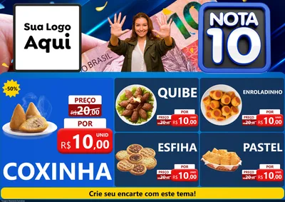 Modelo de Encarte para Encarte A4 Horizontal com o tema Nota 10 para Salgadaria