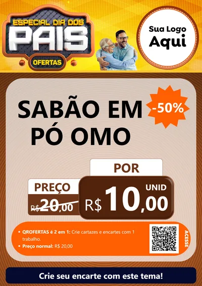 Modelo de Cartaz para Cartaz A4 Vertical com o tema Especial Dia dos Pais para Produtos de Limpeza
