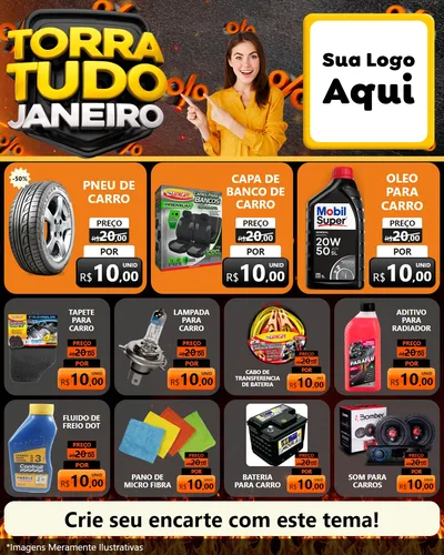 Modelo de Rede Social para Feed Instagram com o tema Torra Tudo Janeiro para Auto peças