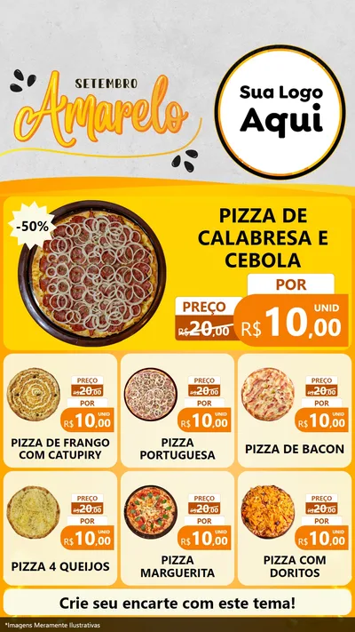 Modelo de Rede Social para Stories com o tema Setembro Amarelo para Pizzaria