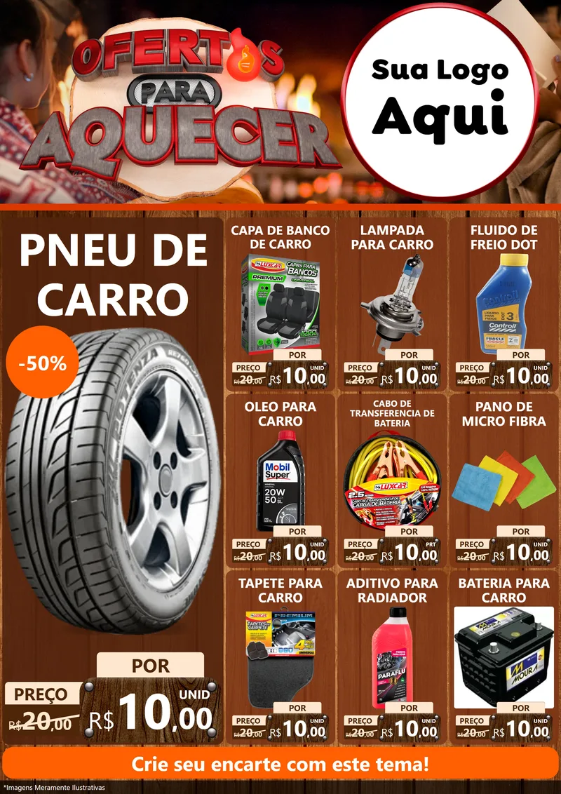 Modelo de Encarte para Encarte A4 Vertical com o tema Ofertas Para Aquecer para Auto peças