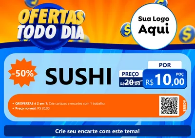 Modelo de Cartaz para Cartaz A4 Horizontal com o tema Ofertas Todo Dia para Comida japonesa