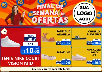 Modelo de Encarte para Encarte A4 Horizontal com o tema Final de Semana de Ofertas para Calçados