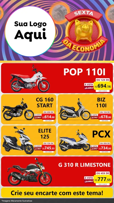 Modelo de TV para TV Vertical com o tema Sexta da Economia para Concessionaria de Motos