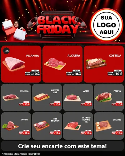 Modelo de Rede Social para Feed Instagram com o tema Black Friday para Açougue