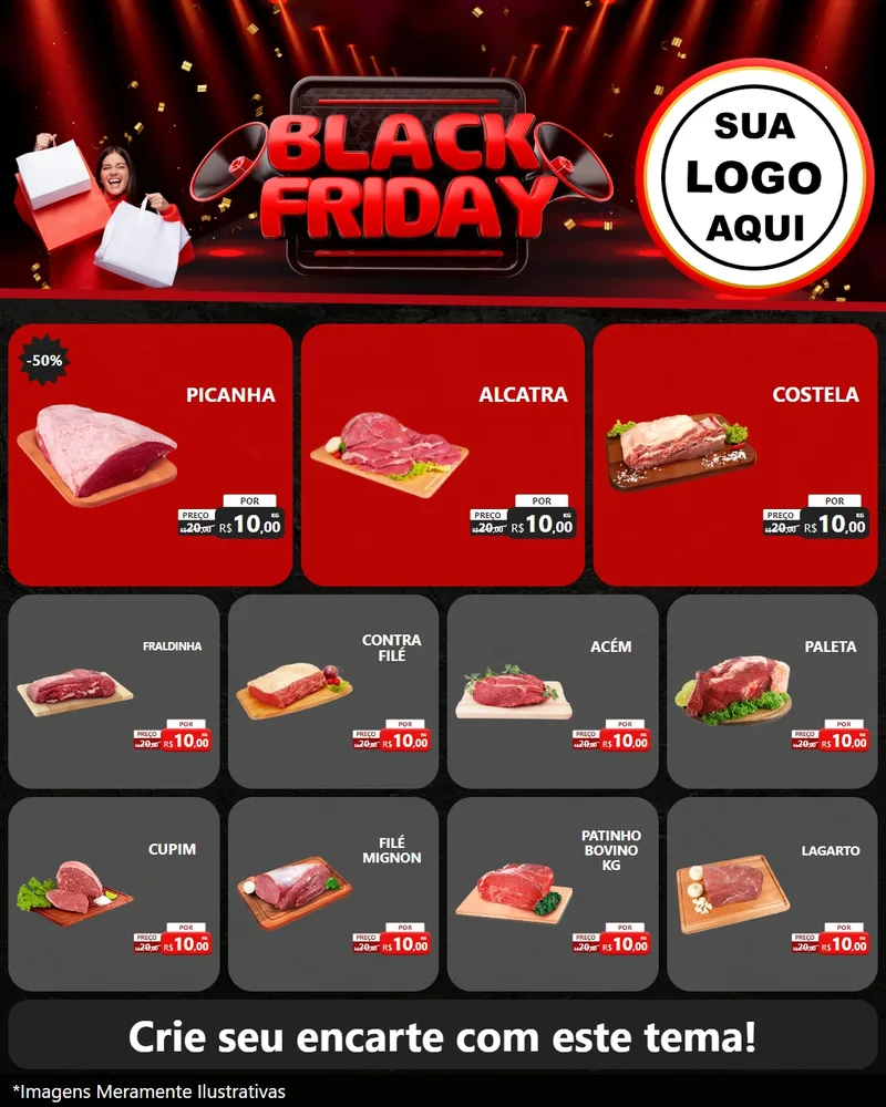 Modelo de Rede Social para Feed Instagram com o tema Black Friday para Açougue