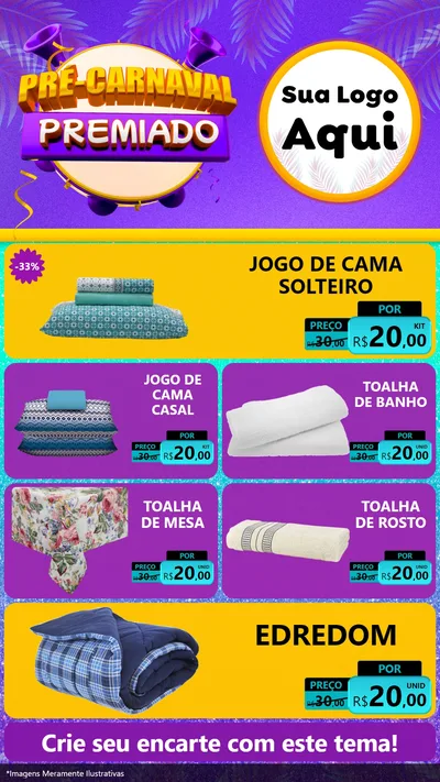 Modelo de TV para TV Vertical com o tema Pré-Carnaval Premiado para Cama, Mesa e Banho